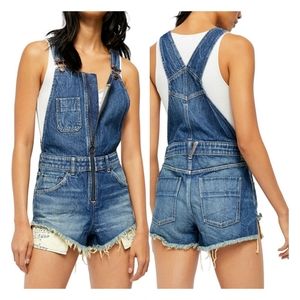 NWT Free People Sunkissed Denim Shorts Overalls